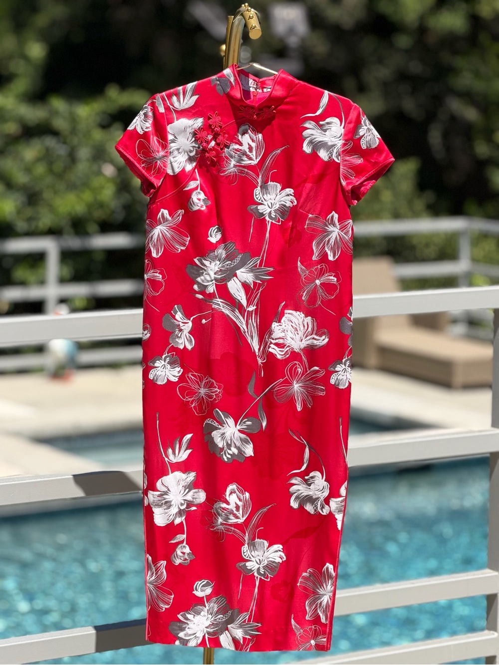 Red Floral Cheongsam-Style Dress - Women